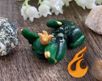 EMERALD, Birthstone Dragon, OOAK Dragon, Clay Baby Dragon, Handmade Dragon, Polymer Clay Sculpture, Dragon Figurine, Dragon Sculpture