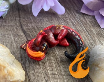 RUBY, Birthstone Dragon, OOAK Dragon, July Birthstone, Dragon Sculpture, Handmade Figurine, Clay Baby Dragon, Gemstone Dragon, Cute Dragon