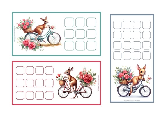 Kangaroos on Bikes Digital Download | Mini or Roll & Save Savings Challenge | Fit in A6 Envelopes | Cash Budgeting | Personal Finance Tool