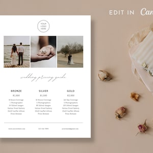 Wedding Photographer Pricing | Price List Photography | 1 Page Pricing Guide | Photographer Pricing Guide | 2 Page Pricing Guide