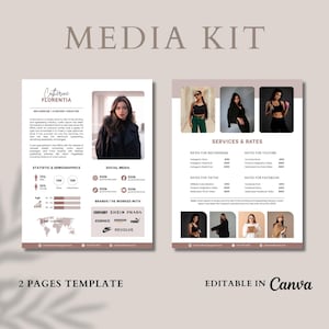 Modèle de kit média de 2 pages | Kit média influenceur | Créateur de contenu | Dossier de presse du blogueur | Modèle Facebook TikTok Instagram | Modèle de toile