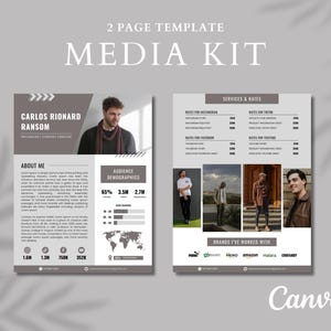 2 Page Media Kit Template, Influencer Media Kit, Blogger Media Kit, Canva Template, Instagram Template, Rate Sheet, Media Social, Press Kit