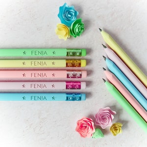 Personalized pastel pencils with eraser | Engraved pencil | Schoolchild 2025 | School enrollment gift | School cone gift