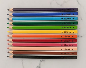 STABILO Trio thick colored pencils, engraved with name | Personalized colored pencil set + sharpener | Gift idea for children | for school enrollment