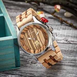 Wooden Watch Mens Womens Gift Anniversary Birthday Valentines Fathers Day Wedding Present Wood Watches UK Eco Friendly
