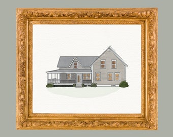 Hand-Drawn Watercolour Home Print | Bespoke Digital Print | Custom Painting | Watercolor House Drawing