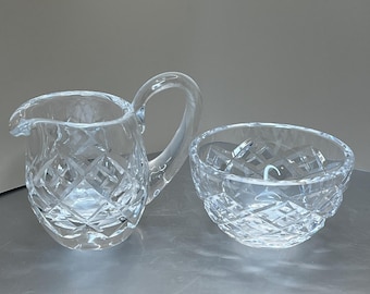 Juego de mini jarra para crema y azucarero abierto MCM Waterford Crystal Linsmore
