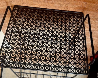 1950’s Atomic Punched Metal Wire HiFi End Table LP Vinyl Record MCM Stand