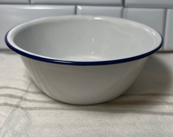 Cobalt and White Enamelware Bowl