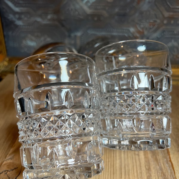 Vintage Cut Glass Old Fashion Glasses Etsy