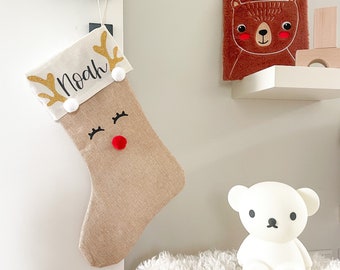 Nikolausstrumpf Rentier mit Namen | personalisierte Nikolaus Socke „JIPPIE Reindeer SOCKS“ Weihnachtsstrumpf Weihnachtsgeschenk