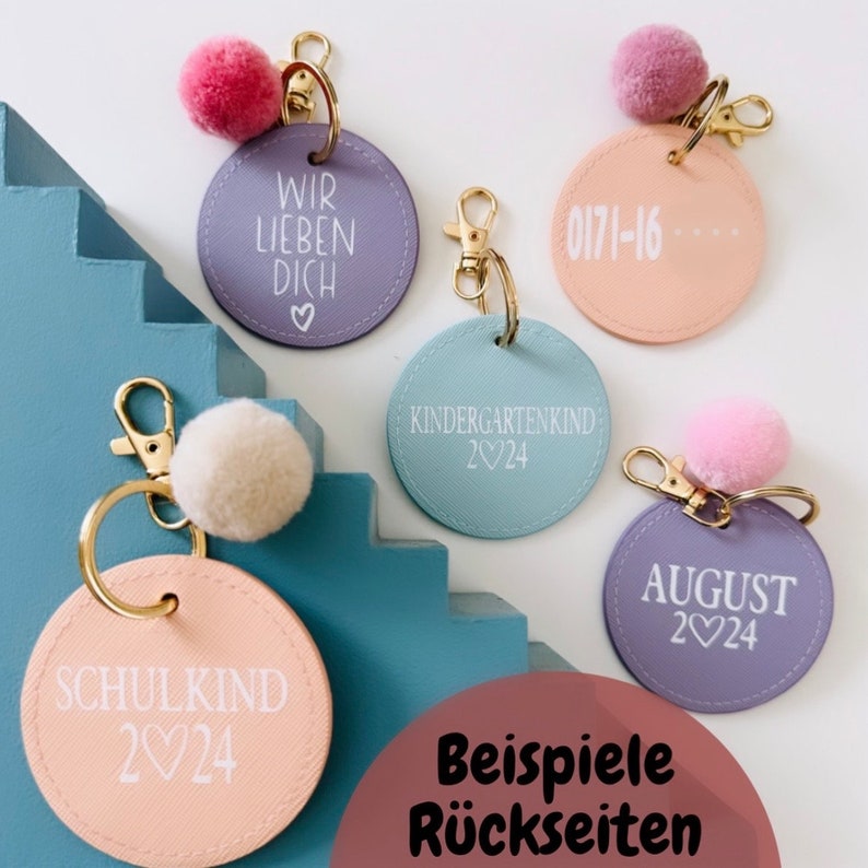 Personalisierter Schlüsselanhänger mit Buchstabe & Name Anhänger personalisiert Geschenk Schulkind Erster Schlüssel JIPPIE KeyFob Bild 3