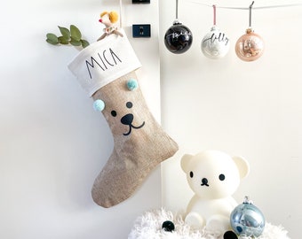 Nikolausstrumpf Bär mit Namen | personalisierte Nikolaus Socke „JIPPIE BEAR SOCKS“ Weihnachtsstrumpf Weihnachtsgeschenk