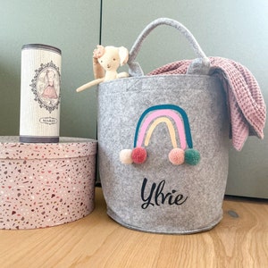 personalisierter Aufbewahrungskorb| mit Namen und Regenbogen | Aufbewahrungsbox | Spielzeugaufbewahrung | Kinderzimmerdeko -JIPPIE TIDY-