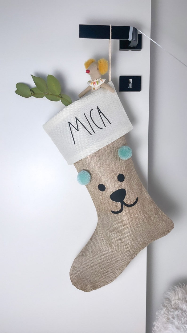 Nikolausstrumpf Bär mit Namen personalisierte Nikolaus Socke JIPPIE BEAR SOCKS Weihnachtsstrumpf Weihnachtsgeschenk Bild 2