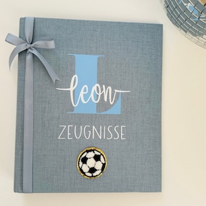 Zeugnismappe personalisiert mit Buchstabe und Name | Zeugnisordner personalisiert | Leinen | Schulkind 2025 | -JIPPIE ZEUGNIS-