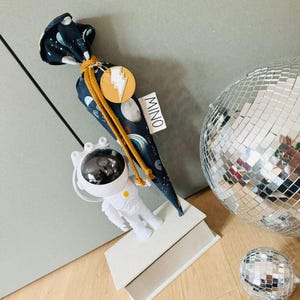 Geschwistertüte Kindergartentüte Vorschultüte mit Namen aus Stoff | Zuckertüte für Jungen Personalisierbar blau „JIPPIE UNIVERSE“