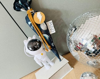 Geschwistertüte Kindergartentüte Vorschultüte mit Namen aus Stoff | Zuckertüte für Jungen Personalisierbar blau „JIPPIE UNIVERSE“