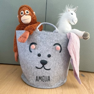 personalisierter Aufbewahrungskorb| mit Namen und Teddy | Aufbewahrungsbox | Spielzeugaufbewahrung | Kinderzimmerdeko -JIPPIE TIDY- TED rosa