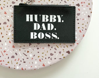 Personalized Card Case | card holder | Mini Wallet | gift for dad | man | | birthday gift | -Jippie HUBBY DAD BOSS-