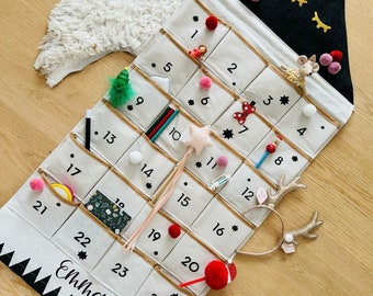 Personalisierter Adventskalender aus Stoff mit Namen | 24 Taschen zum Befüllen |  | JIPPIE ADVENTSKALENDER SLEEPY | Weihnachtskalender