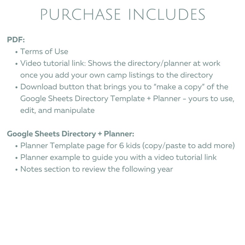 Directory Notes Summer Camp Directory Template (any City, USA) + Weekly Camp Planner ...