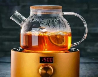 Glass Teapot with Handle , Herbal Tea Infuser.