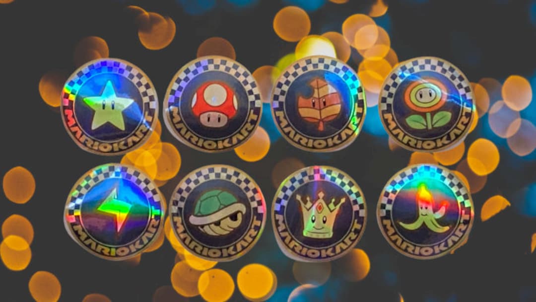 Holographic Mario Kart Trophy Stickers - Etsy