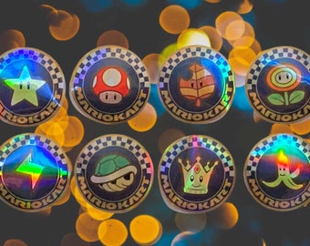 Holographic Mario Kart Trophy Stickers