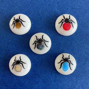 Set of 5 Vintage Japanese Bovine Bone Shibayama Counters inlaid with semi precious gemstones c.1900