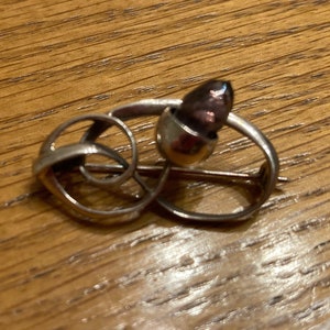 Antique Charles Horner Art Nouveau Sterling Silver and Amethyst Glass Pin Brooch c.1910