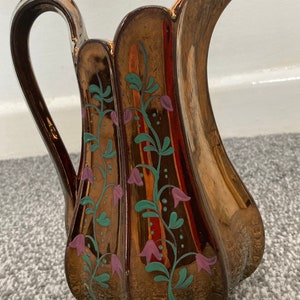 Antique Copper Lustreware Hand Painted Jug c.1850’s