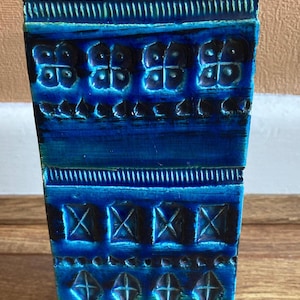 Rimini Blue Ceramic Oblong Vase by Aldo Londi for Bitossi, 1960s