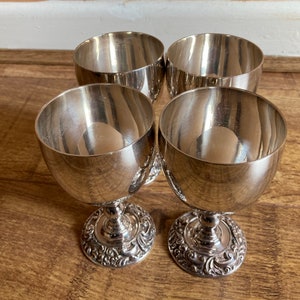 Set of 4 Antique Silver Plated Wine Goblets by Mappin & Webb c.1890’s
