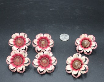 Mid-Century Modern Floral Curtain Tie Backs- Set of 6