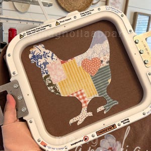 Patchwork Chicken Tshirts || Embroidered Chicken Shirt || Applique Chickens || Gift for Chicken Lovers || Chicken Obsessed || Chicken Shirt image 2