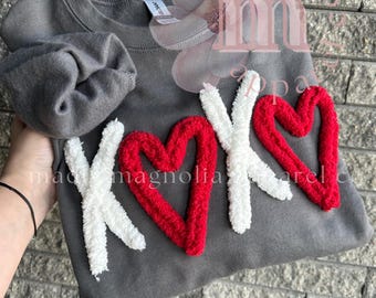 Valentine’s Inspired Chenille Yarn Sweater ||Valentine’s Day Shirt || Valentine’s Embroidered Sweatshirt
