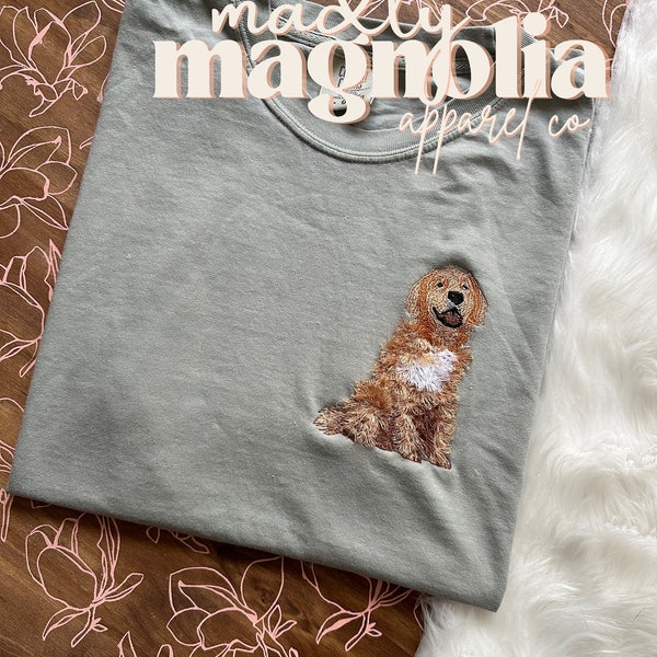 Fluffy Golden Retriever Tshirts || Embroidered Dog Shirt || Fluffy Dogs || Gift for Dog Lovers || Golden Retiever Puppy Tshirt