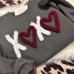 Valentine’s Inspired Chenille Yarn Sweater ||Valentine’s Day Shirt || Valentine’s Embroidered Sweatshirt