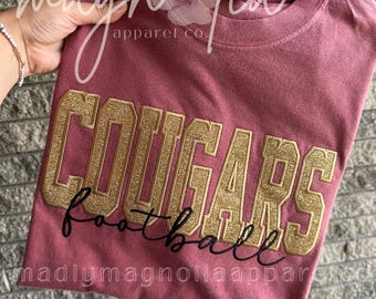 Custom Glitter Embroidered Team Tshirt || Sports Mom Tshirt || Team Name Tshirt || Embroidered Sports Apparel || School Spirit Gear