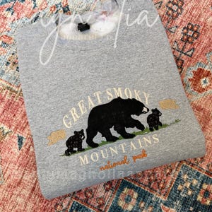 Sweatshirt Great Smoky Mountains National Park || Ronde hals met berenprint || Gezellige geborduurde trui || Sweatshirt Nationaal Park