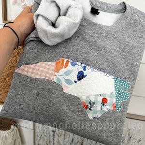 Sweat-shirt matelassé brodé personnalisé avec l'État || Sweat-shirt matelassé || Sweat-shirt personnalisé avec l'État || Broderie vintage