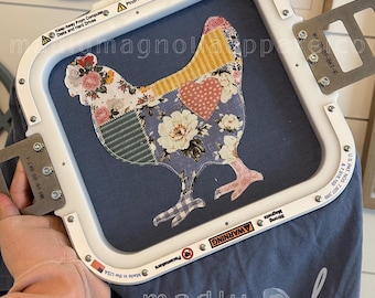 Patchwork Chicken Tshirts || Embroidered Chicken Shirt || Applique Chickens || Gift for Chicken Lovers || Chicken Obsessed || Chicken Shirt
