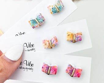 Watercolor Book Lover Gift, Stud Earring, Clay Earrings, Titanium Earrings, Nickel Free Jewelry, Gift for Her, Earrings for Sensitive Ears