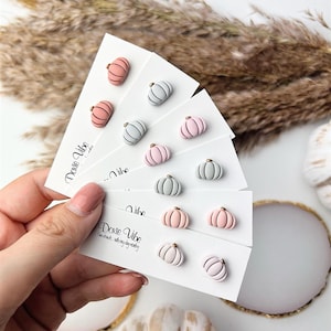 Tiny Pumpkin Stud Clay Earring | Titanium Earrings | Handmade Fall Earrings | Hypoallergenic Earrings | Gift for Her | Pumpkin Earrings