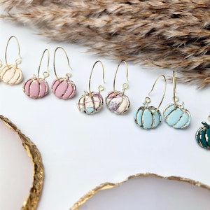 Pumpkin Hoop Earrings, Handmade Clay Earrings, Nickel Free Stainless Steel, Gift-For Her, For-Mom-Gift, Teacher Gift, Birthday Giftful