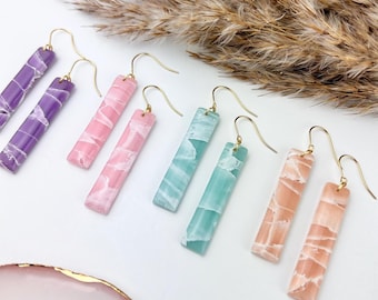 Handmade Marble Clay Dangle Earrings, Hypoallergenic Nickel Free Earrings For Sensitive Skin, The Wynona, Lightweight Jewelry