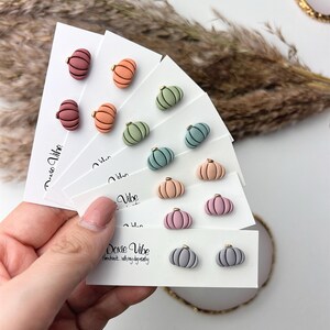 Tiny Pumpkin Stud Clay Earring | Titanium Earrings | Handmade Fall Earrings | Hypoallergenic Earrings | Gift for Her | Pumpkin Earrings