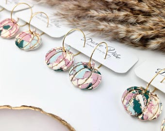 Pumpkin Hoop Earrings, Handmade Clay Earrings, Hypoallergenic Stainless Steel, Gift-For Her, For-Mom-Gift, Teacher Gift, Birthday Giftful