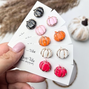Fall Pumpkin Stud Clay Earring | Titanium Earrings | Handmade Pumpkin Earrings | Hypoallergenic Earrings | Gift for Her
